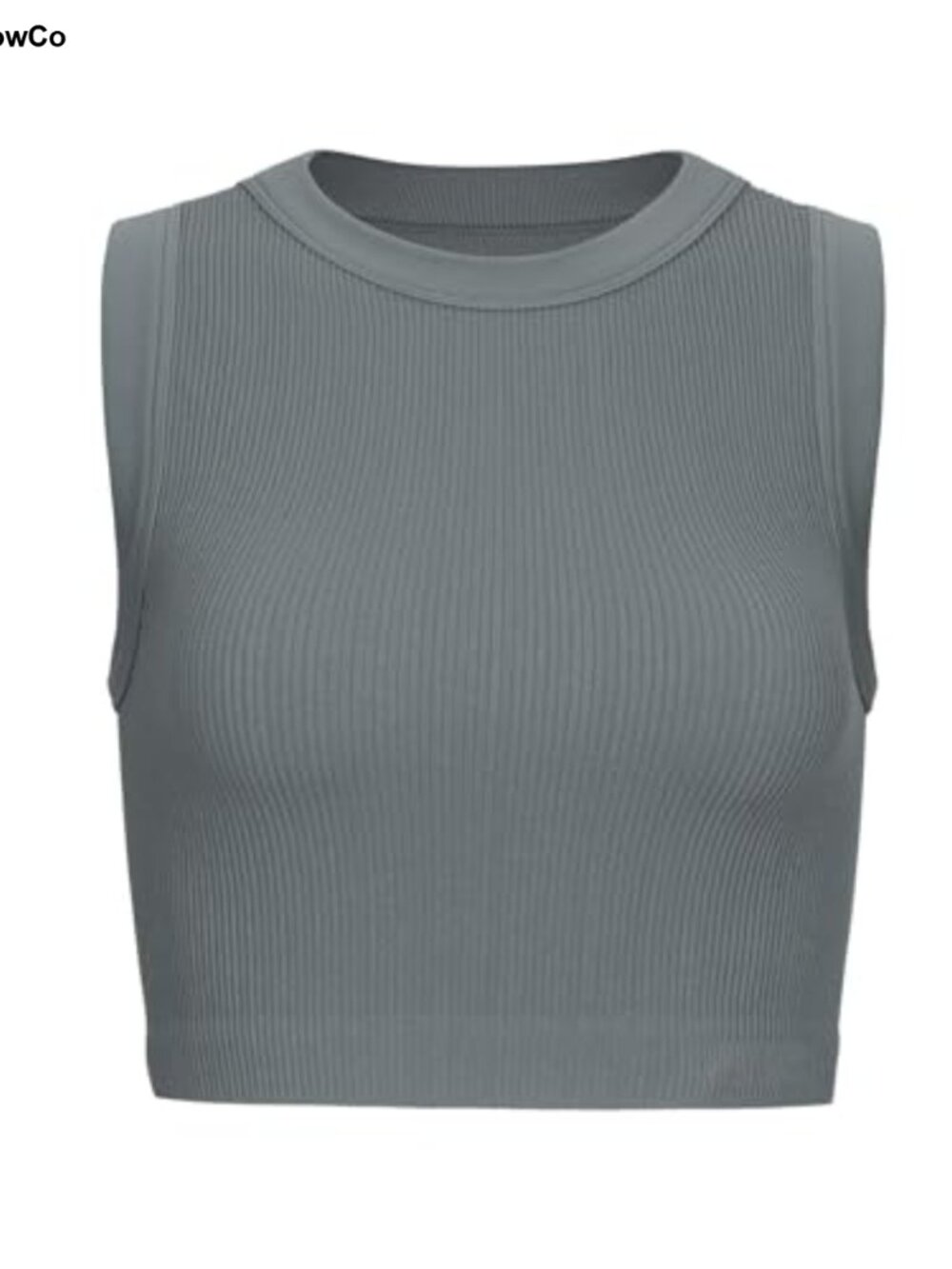 Rib Seamless Sleeveless Crop Tank Top Active Workout Racerback